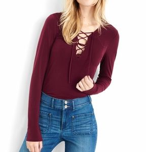 Express long sleeve maroon top